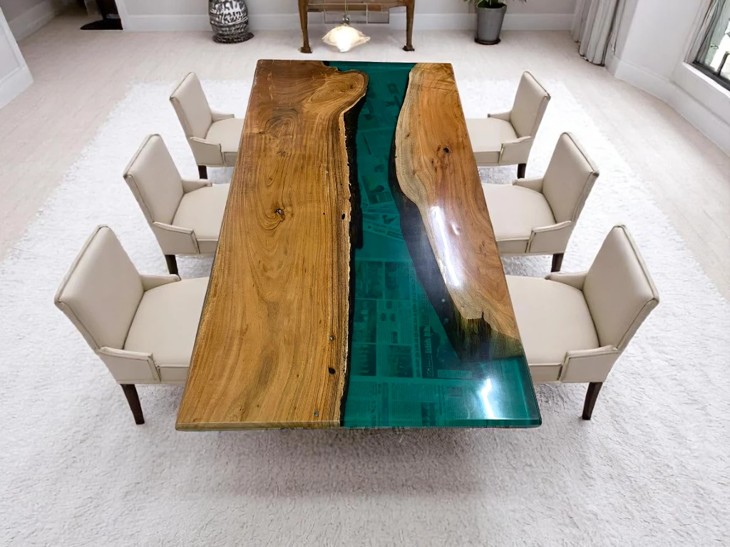 Green River Console Table Epoxy – Stunning Acacia Wood & Resin Craft